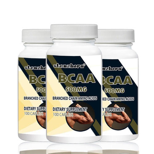BCAA   500mg 100pcs 3 Bottles  Tot L-Leucine  L-Isoleucine  L-Valine  with versatile support for training endurance and recovery